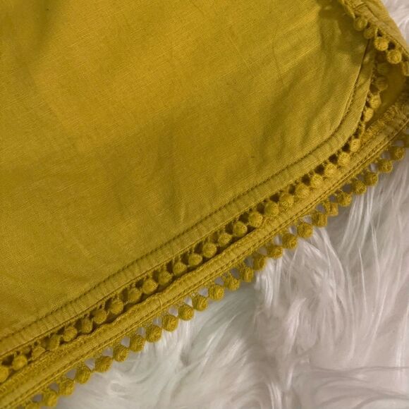 LOFT Linen Blend Running Short with Pom Pom Detailing in Yellow Size M - Picture 7 of 7